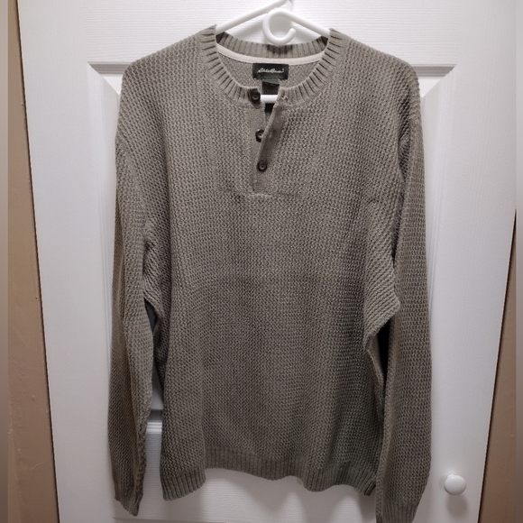 Eddie Bauer Men's 3 Button Light Olive Green‎ Sweater - Picture 1 of 12